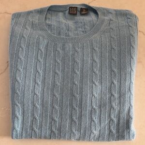 Saks Fifth Avenue Sky Blue Cable Knit Cashmere Sweater